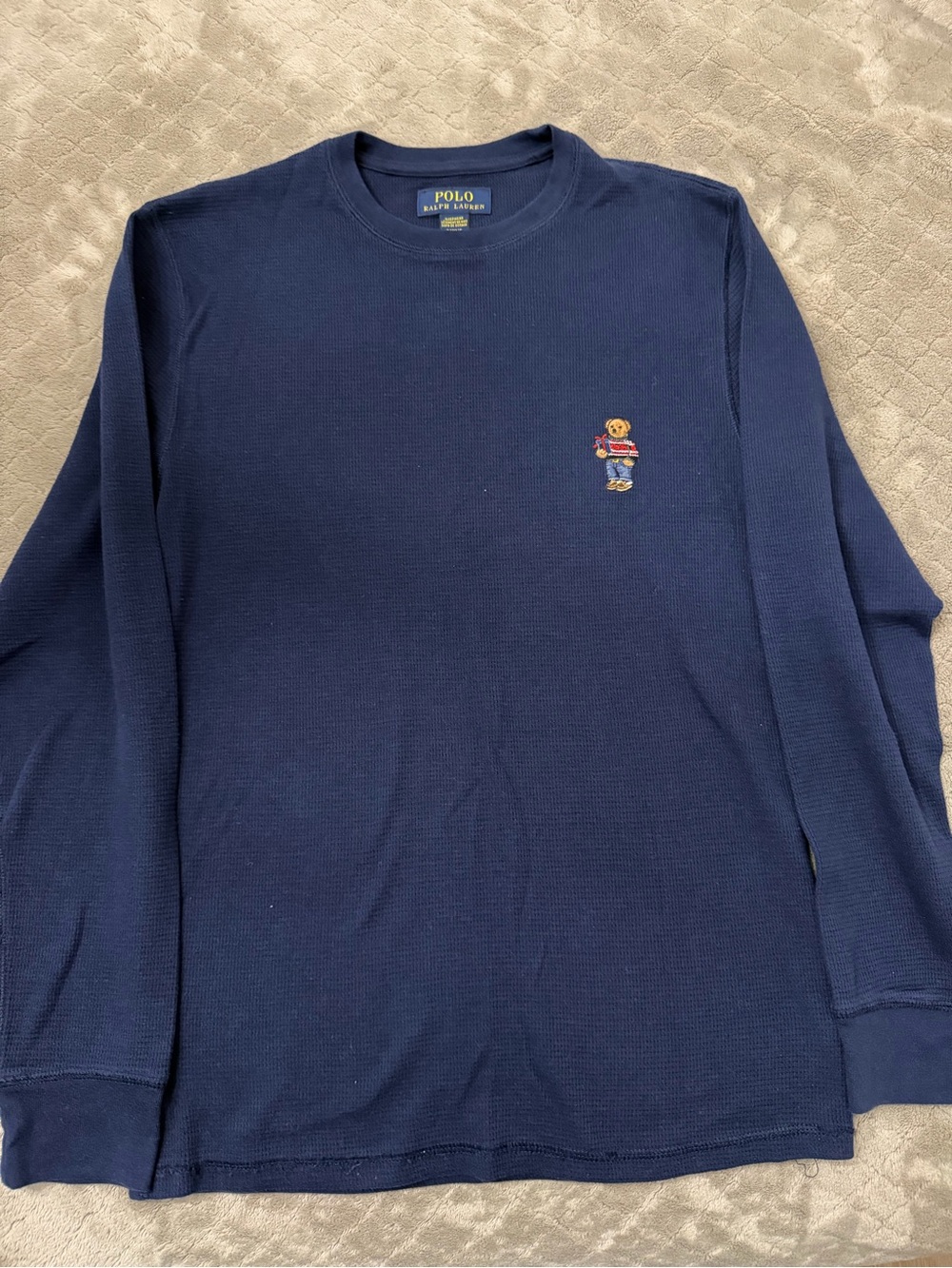 Polo Ralph Lauren Polo Bear Embroidered Navy L/S Crew Neck T-Shirt Small